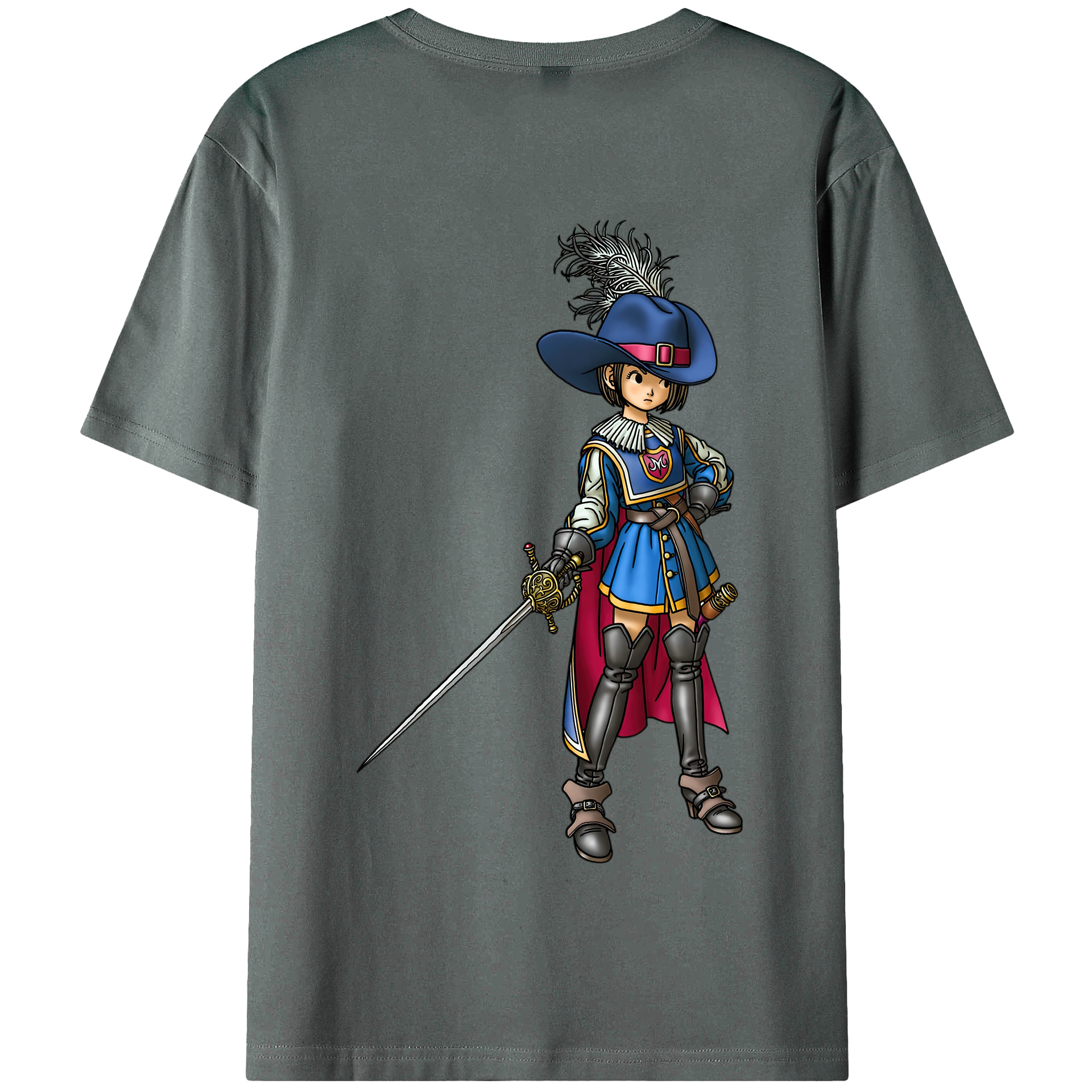 （画像用） ドラゴンクエスト Doragon Kuesuto Dragon Quest 綿100％半袖Tシャツ（背面プリント）
